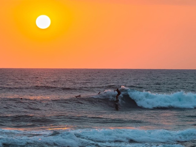 Hikkaduwa coastline and beachfront hotels, Sri Lanka